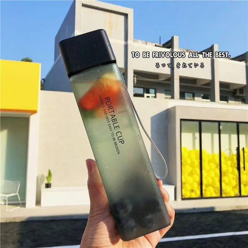 500Ml Kawaii My Square Water Bottles Creative Frosted Portable Outdoor Students Sports Water Bottle Drinking Transparent Bottle