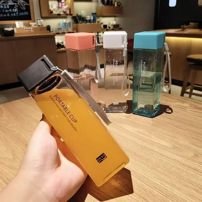 500Ml Kawaii My Square Water Bottles Creative Frosted Portable Outdoor Students Sports Water Bottle Drinking Transparent Bottle
