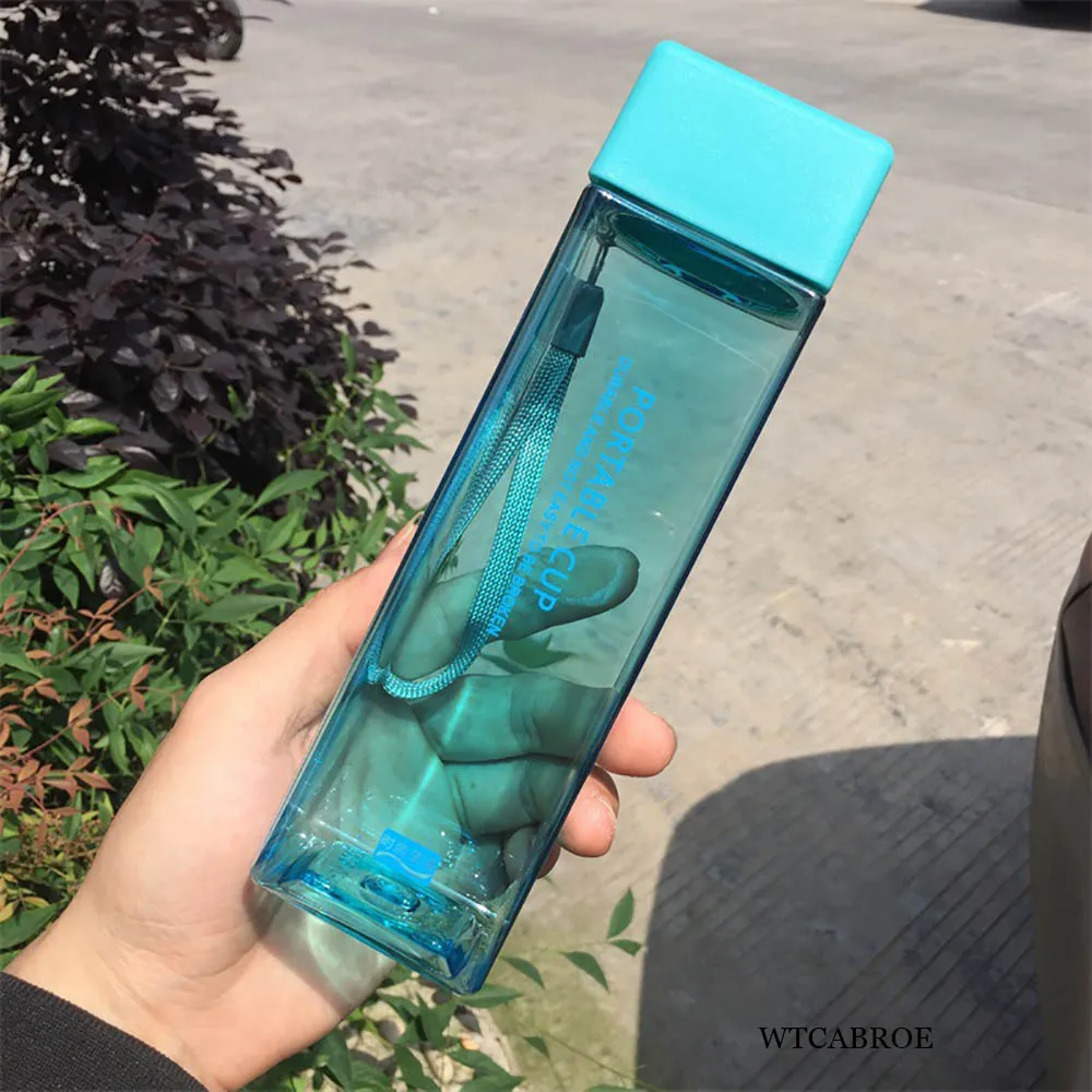 500Ml Kawaii My Square Water Bottles Creative Frosted Portable Outdoor Students Sports Water Bottle Drinking Transparent Bottle