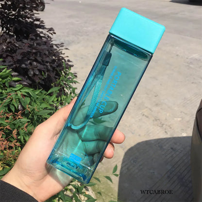 500Ml Kawaii My Square Water Bottles Creative Frosted Portable Outdoor Students Sports Water Bottle Drinking Transparent Bottle