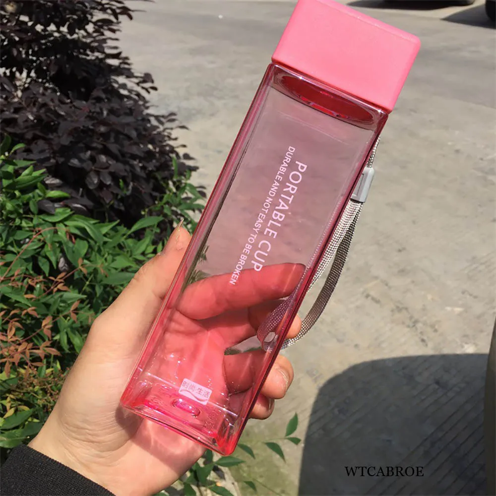 500Ml Kawaii My Square Water Bottles Creative Frosted Portable Outdoor Students Sports Water Bottle Drinking Transparent Bottle
