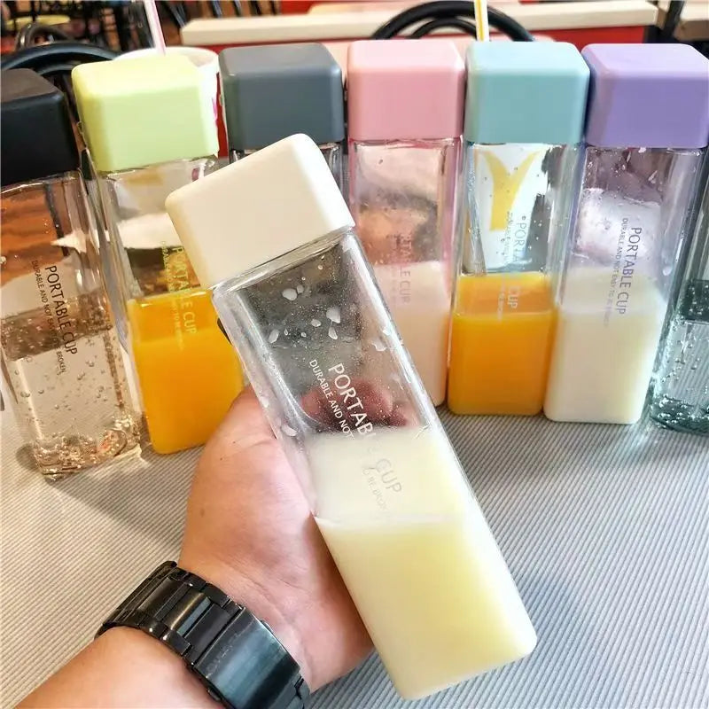 500Ml Kawaii My Square Water Bottles Creative Frosted Portable Outdoor Students Sports Water Bottle Drinking Transparent Bottle